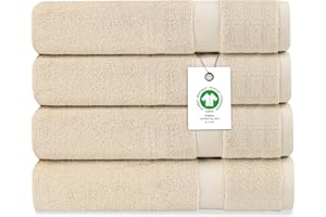 Delara Organic Cotton Luxuriously Plush Bath Sheet Pack of 4 | GOTS & OEKO-TEX Certified | Premium Hotel Quality Towels | Feather Touch Technology|650 GSM Long Staple|Soft, Quick Dry & Ultra-Absorbent