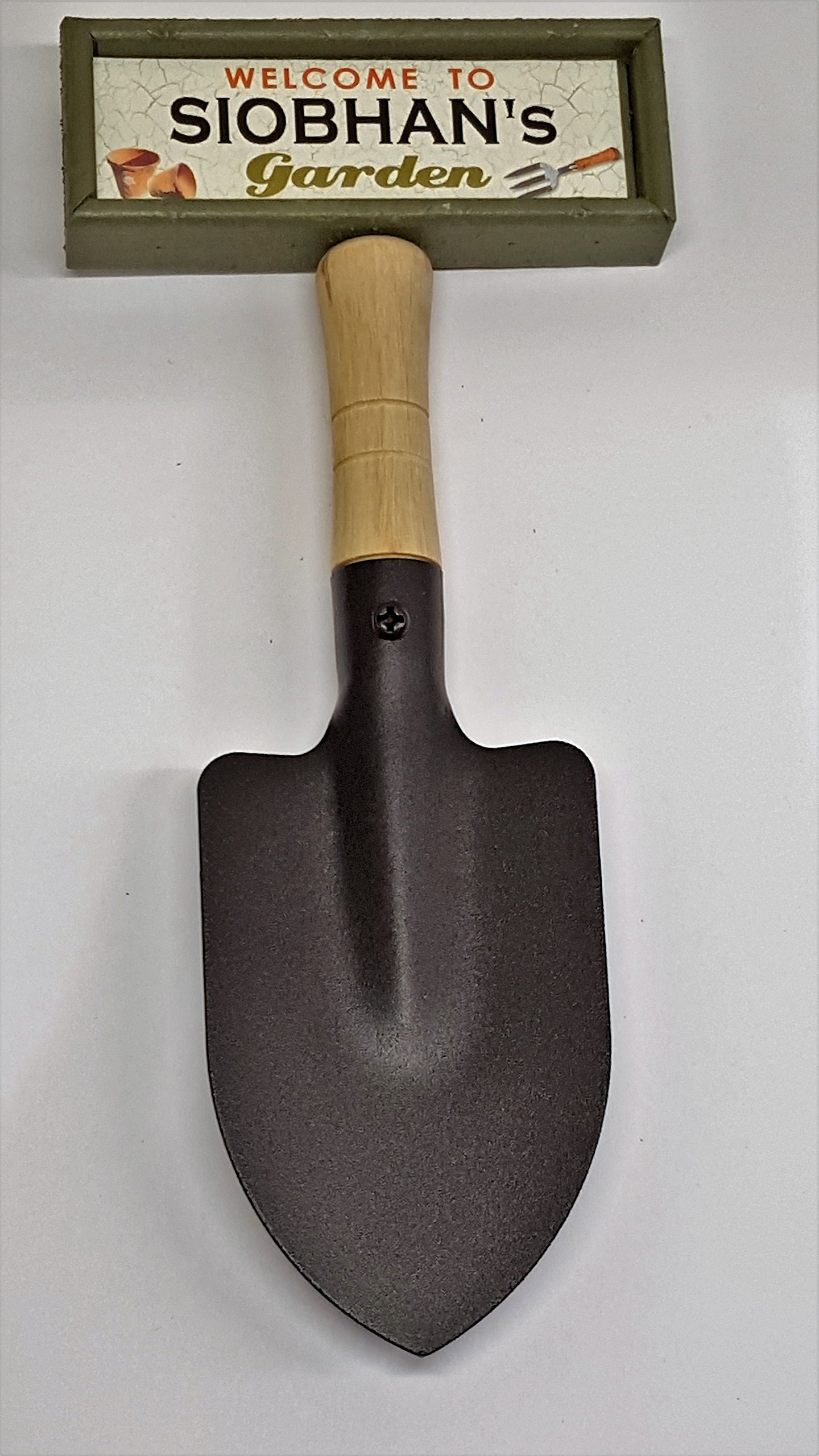 tlm wholesale Welcome to Siobhan's garden hanging shovel sign