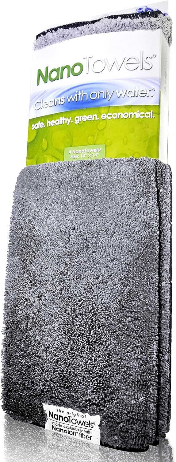Life Miracle Nano Towels - Amazing Eco Fabric That Cleans Virtually Any Surface with Only Water. No More Paper Towels Or Toxic Chemicals. (14x14, Grey): Home & Kitchen