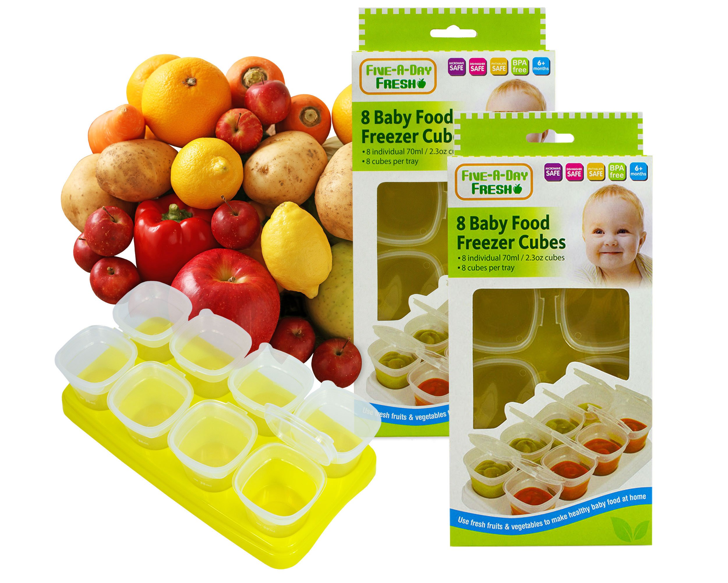 Baby Weaning Food Pots Freezer Tubs Stacking Tray Cubes Containers BPA Free for Storing Mashed Food, Formula, Snacks, Breast Milk & Fresh Food Pack of 2