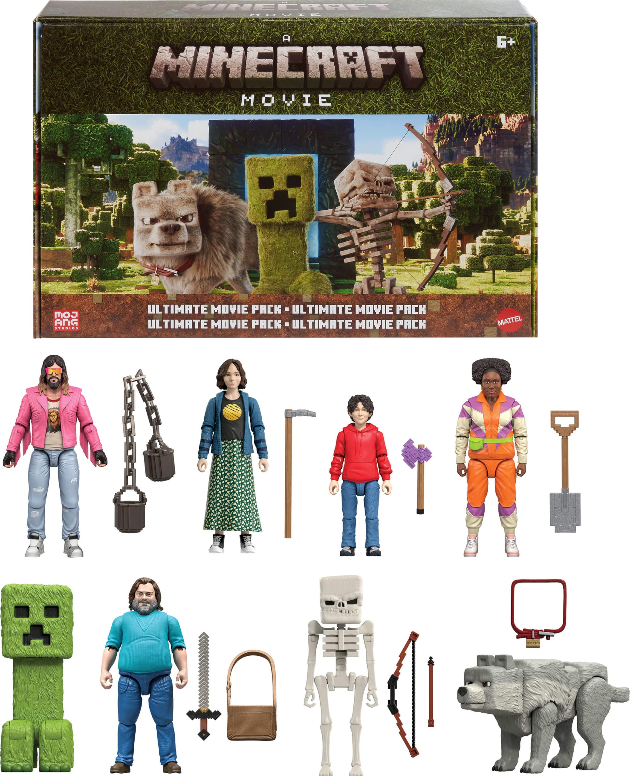 Photo 1 of Mattel Minecraft Ultimate Movie Pack with 8 Action Figures & 8 Accessories Including 4-inch Steve & Creeper, Collectible Toy Set