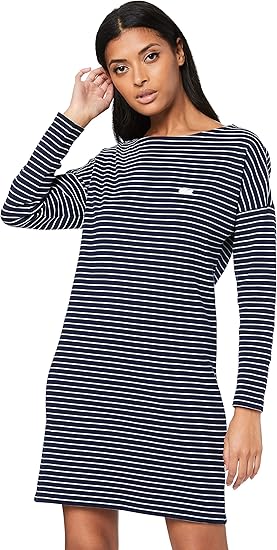 Amazon ラコステ ロングスリーブボーダーワンピース Ef12l レディース ワンピース チュニック 通販