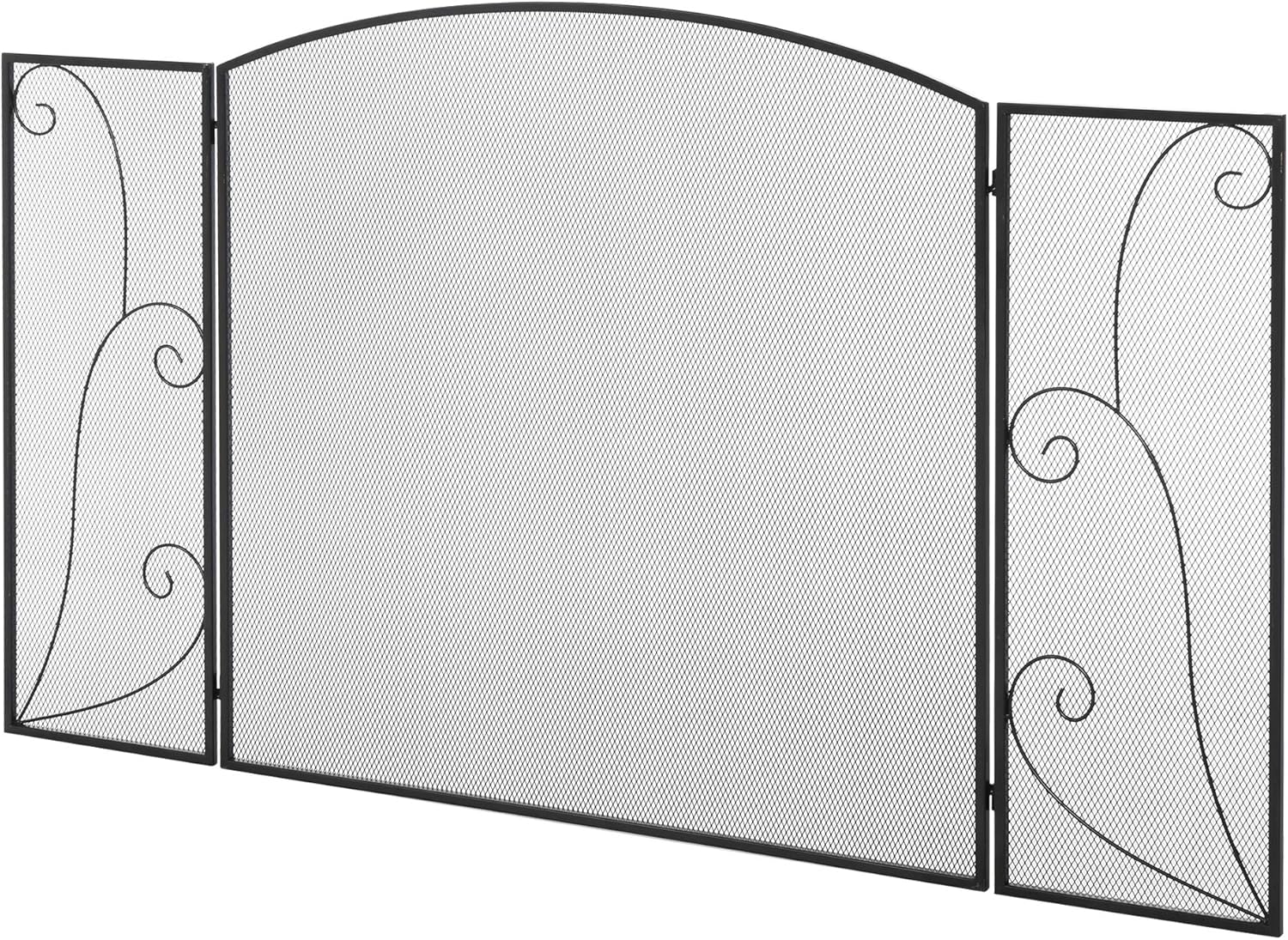 HOMCOM Biombo Chimenea de 3 Paneles Pantalla de Chimenea Plegable con