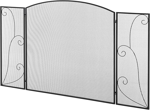 HOMCOM Biombo Chimenea de 3 Paneles Pantalla de Chimenea Plegable con