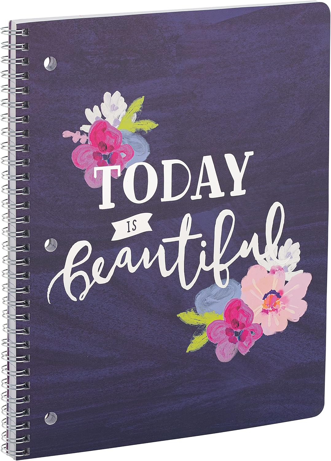 Printed 1 Subject Notebook 10.5 x 8.5 College Ruled Paper 60 GSM 80 Sheets “Silver Lining Collection” (Beautiful, Joy, Happy) Perfect for School, Office and Home Use - 3 Pack by Emraw : Office Products