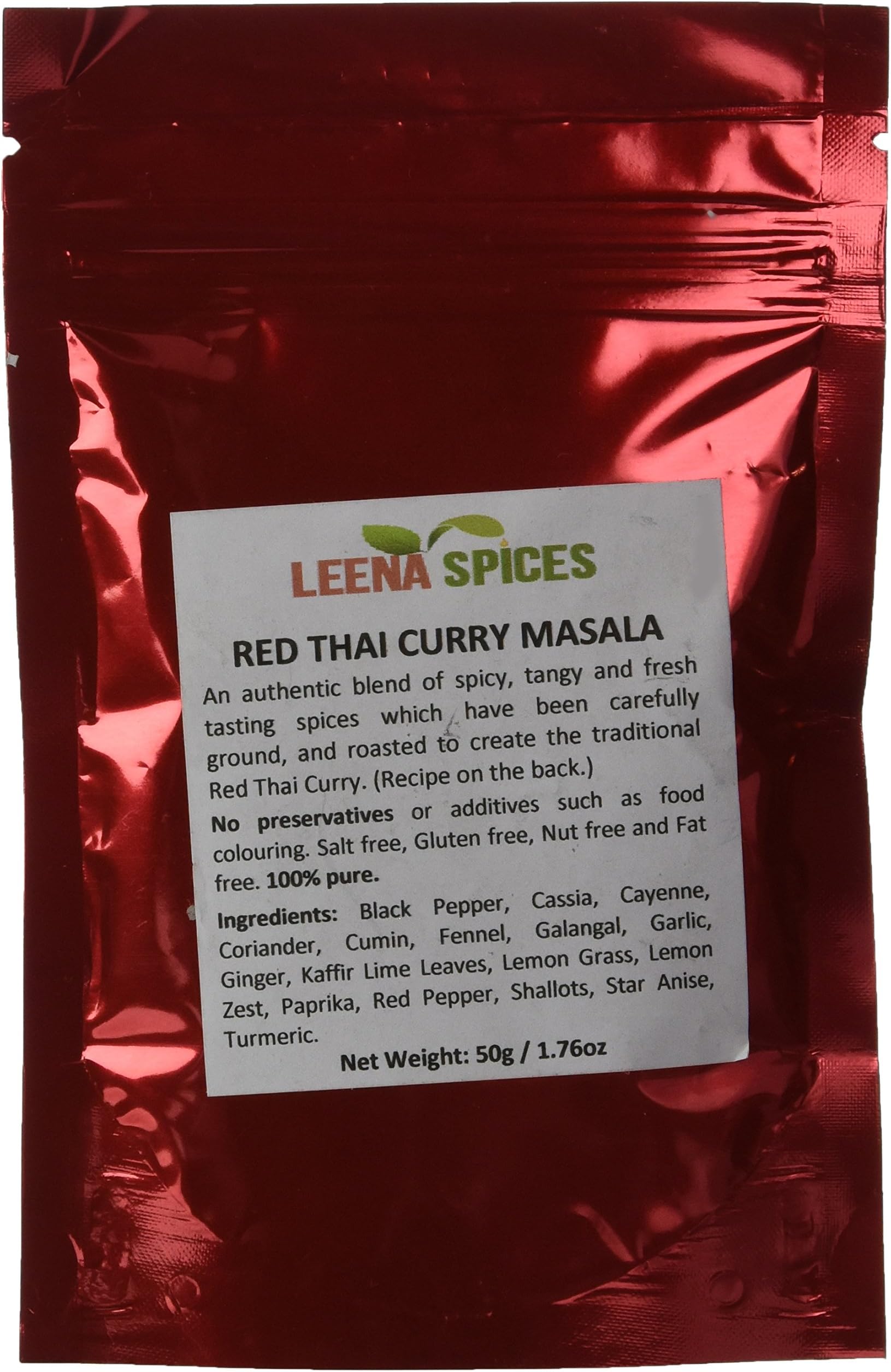 LEENA SPICES – Thai Red Seasoning Curry Powder – Gluten And Salt Free Spice Blend - No Coloring Mix – With Chicken And Vegetables Recipe – Enjoy Quality Spicy Thai Food