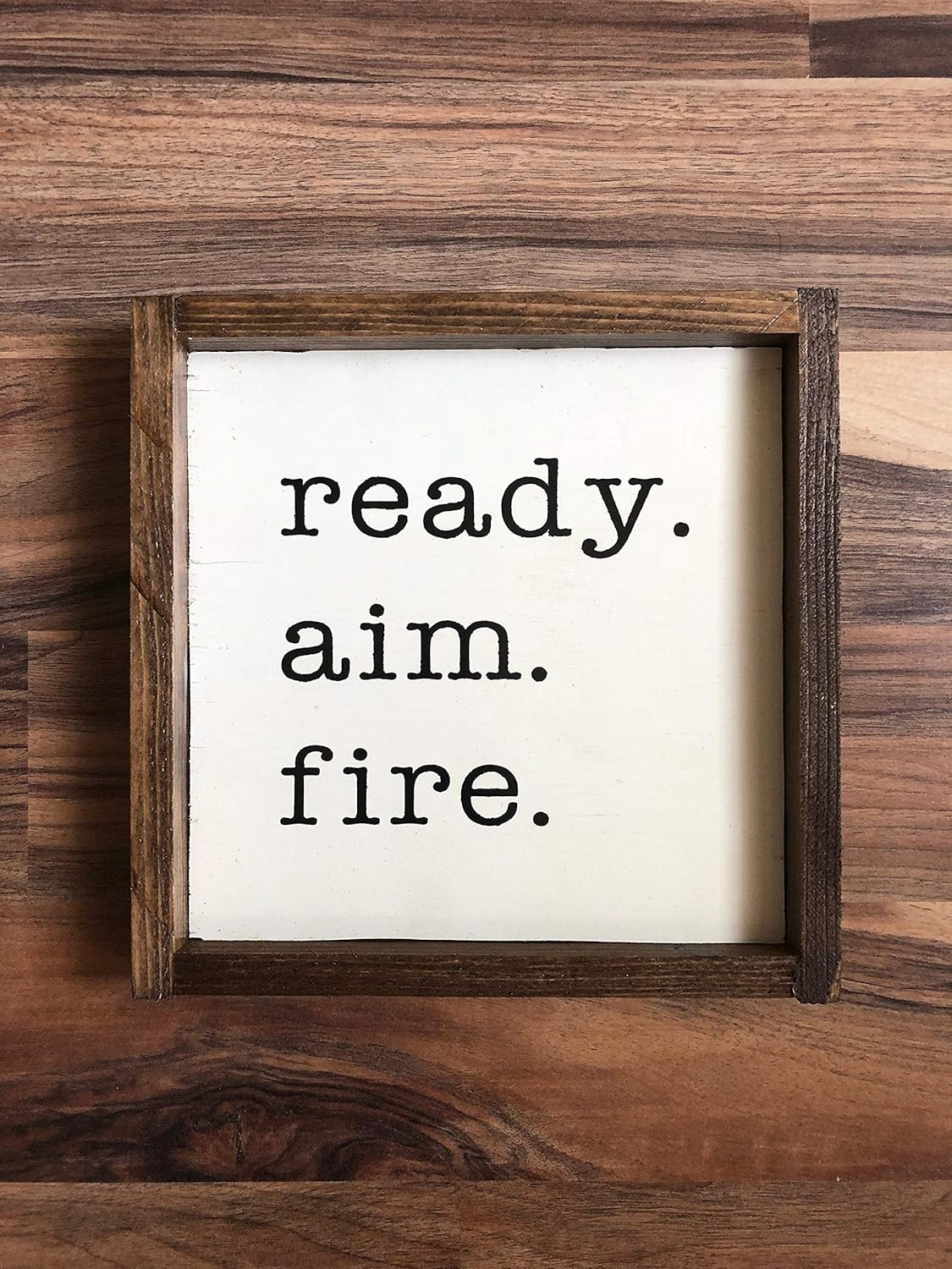 Promini Ready. Aim. Fire. Framed Wood Sign, Funny Bathroom Sign, Bathroom Bundle, Restroom Wall Decor, Bathroom Wall Decor, 12x12 Inch Square Wood Frame Sign