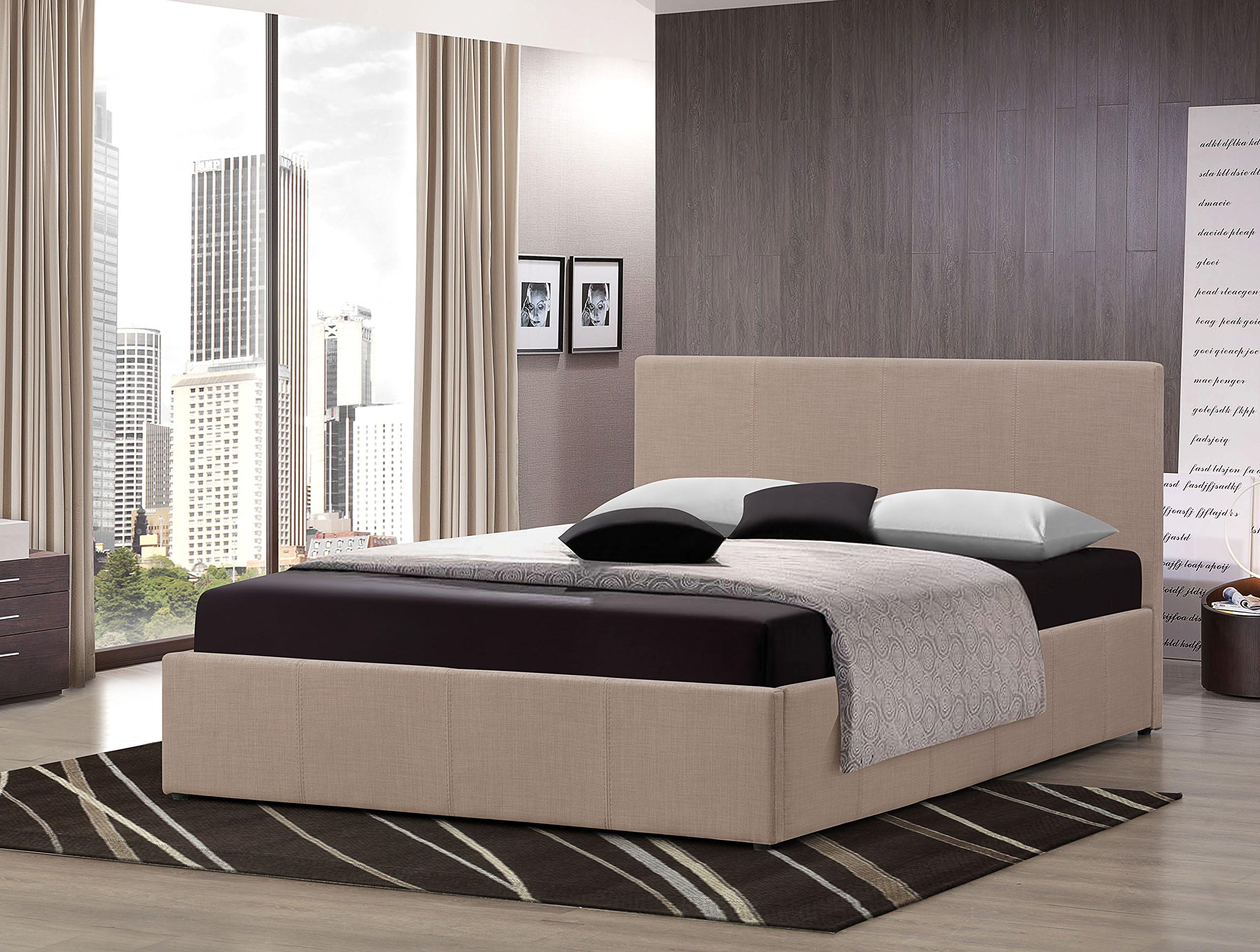 FurnitureDepot1 Classical 4ft Small Double Wheat Fabric Ottoman Storage Bed 15cm Memory Foam Mattress FTA