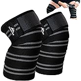 MaxOut360 Knee Wraps for Weightlifting (Pair), 78" Cotton Knee Wrap for Squats & WODs, Knee Straps for Powerlifting with Compression & Elastic Support, Black