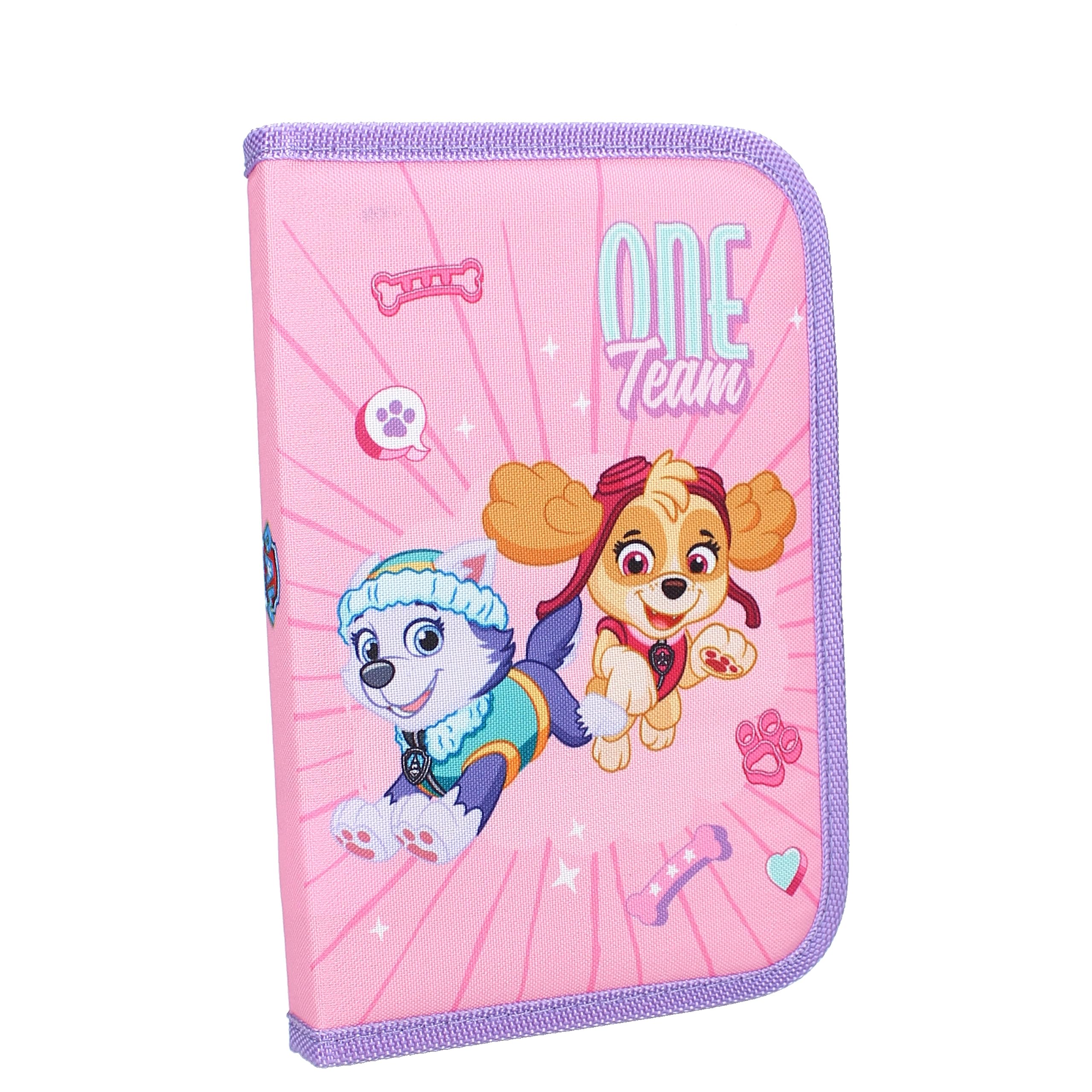 Vadobag SKYE PAW PATROL Pencil Case with 2 Internal Compartments with Stationery Set Pencils Markers - for School, pink, Pencil Case