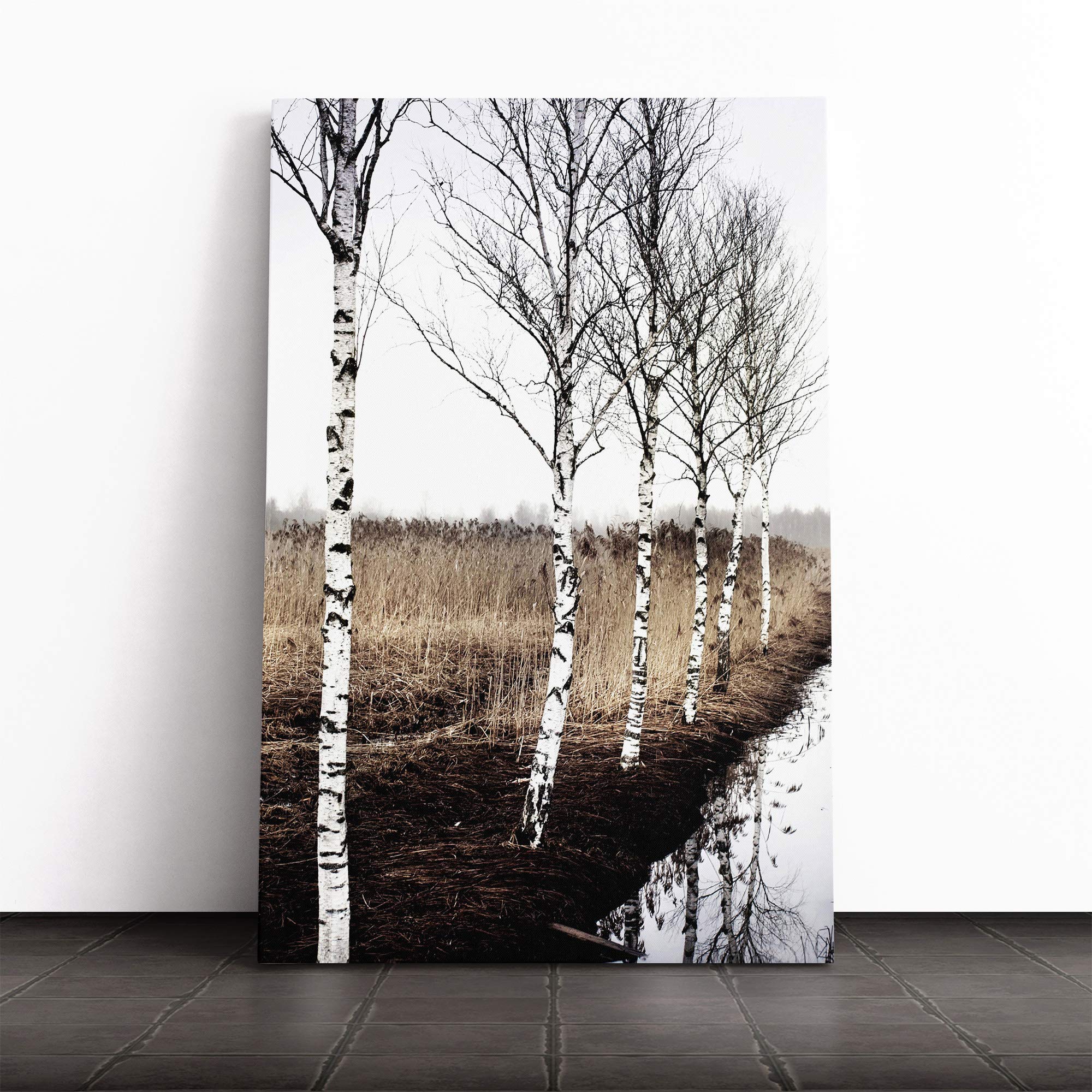 Birch Tree Landscape (1) Canvas Print | Gallery Wrapped 30mm Frame Wall Art | 20x14 inches | Ready to Hang | Modern Landscape Picture | Living Room Bedroom Lounge Office