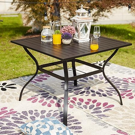 Lokatse Home Patio Umbrella Side Table Stand Steel With 1 57 Hole Outdoor Coffee Bistro Deck Garden Pool Black Patio Furniture Accessories Patio Lawn Garden