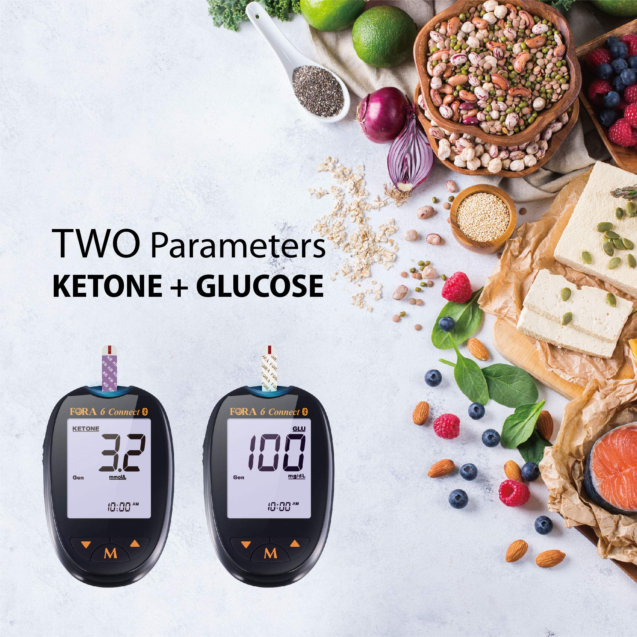 FORA 6 Connect BG50KT10 Bluetooth Blood Ketone and Blood Glucose
