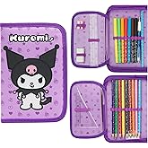 Hello Kitty Sanrio Pencil Case Kids Colored Pencils Markers Kawaii Kuromi Stationery Gifts for Kids (Lilac Kuromi)