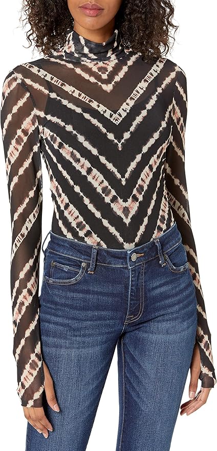 AFRM Women's Zadie Long Sleeve Turtle Neck Fitted Mesh Top at Amazon Womenâs Clothing store