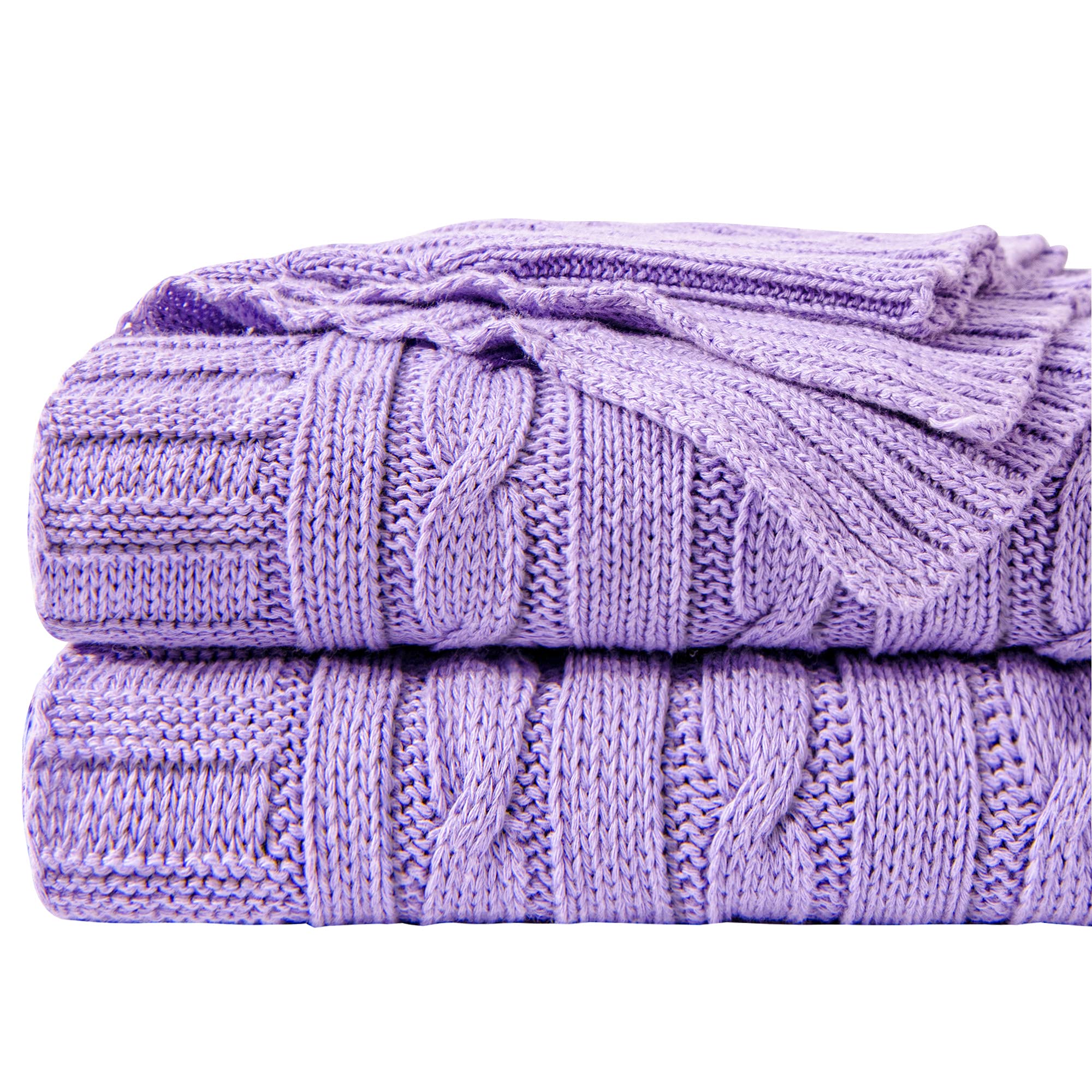NTBAY 100% Pure Cotton Twin (68x90) Cable Knit Throw Blanket, Super Soft Warm Knitted Blanket for Bed, Sofa, Chair, Couch - Extra Cozy, Machine Washable, Comfortable Home Decor, Orchid