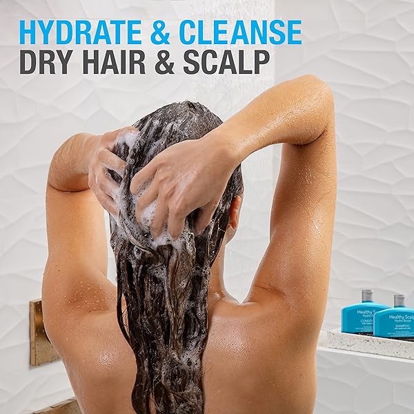 NEUTROGENA MOISTURIZING HEALTHY SCALP HYDRO BOOST SHAMPOO FOR DRY HAIR AND SCALP, WITH HYDRATING HYALURONIC ACID, PH-BALANCED, PARABEN & PHTHALATE-FREE, COLOR-SAFE, 12 FL OZ