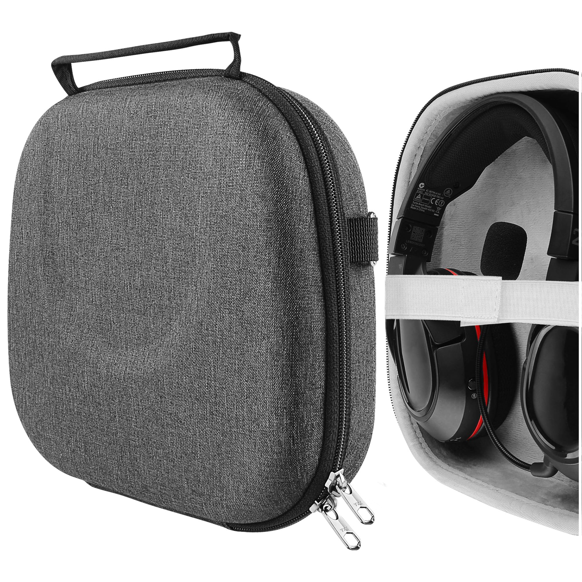GEEKRIA Shield Headphones Case Compatible with Turtle Beach Recon 70, Stealth 600, Stealth 450 Gaming Headsets, Replacement Hard Shell Travel Carrying Bag with Cable Storage (Dark Grey)