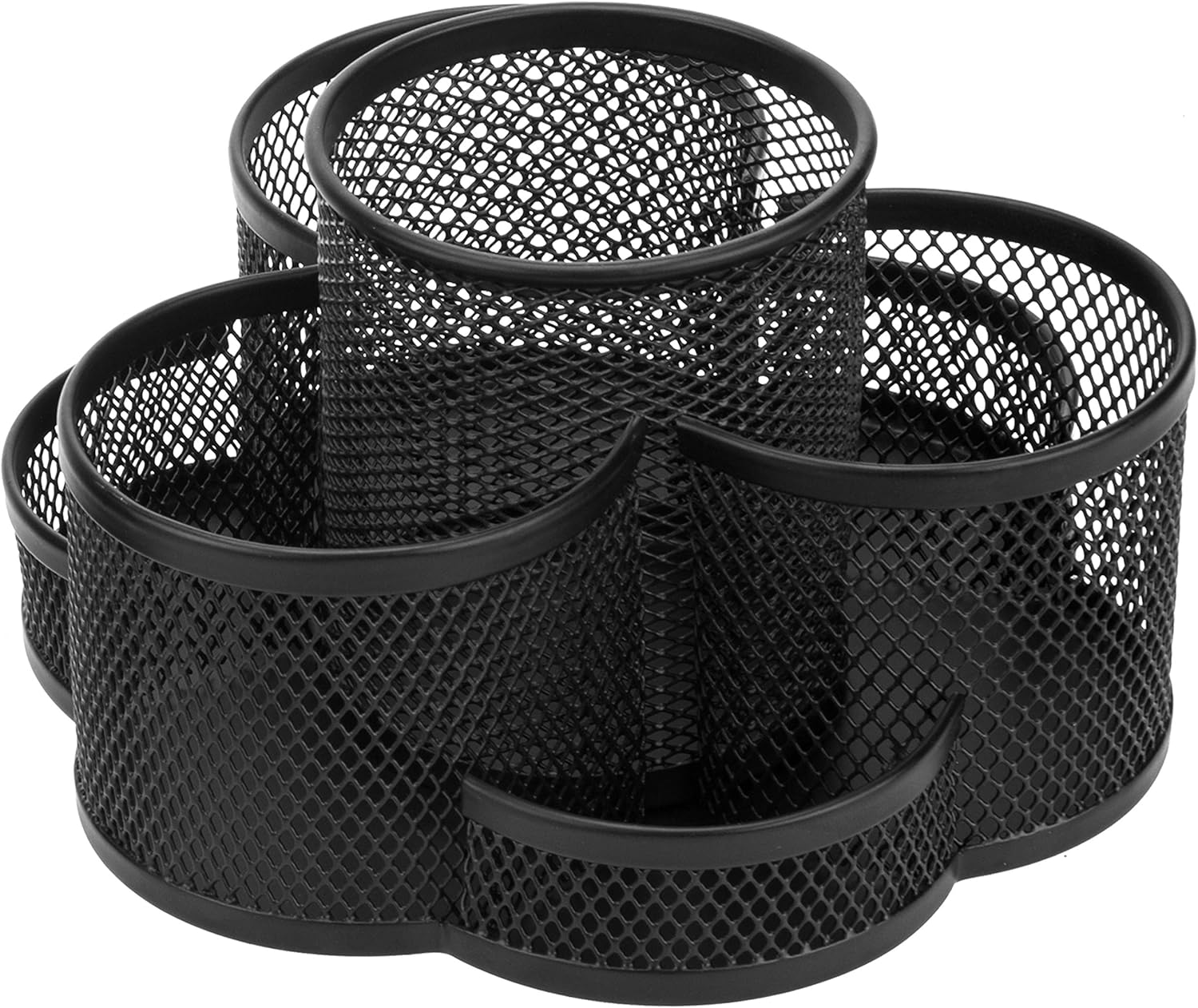 Rotating Black Metal Mesh 7 Compartment Desktop Office Supplies Storage Organizer Caddy Rack : Office Products