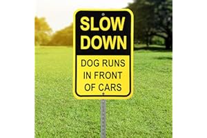 BIGTIME SIGNS Bigtime Reflective Dog Slow Down Signs - Durable Metal Caution Sign for Neighborhood Safety - Features Multiple Animal Crossing Messages - Suitable for Indoor and Outdoor Use