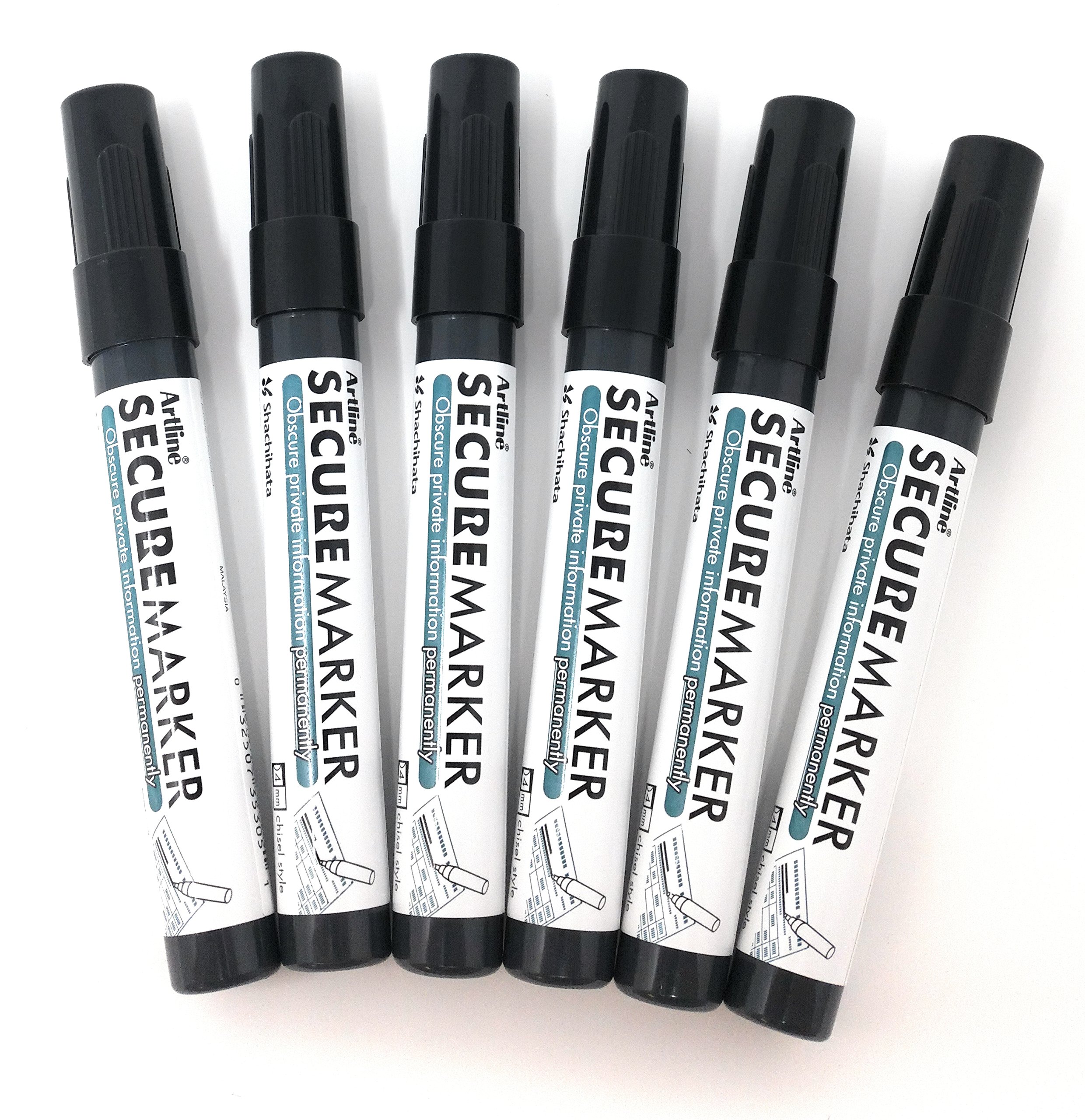 Secure Marker Redacting Pen, (6Markers) Perfect for Blacking out