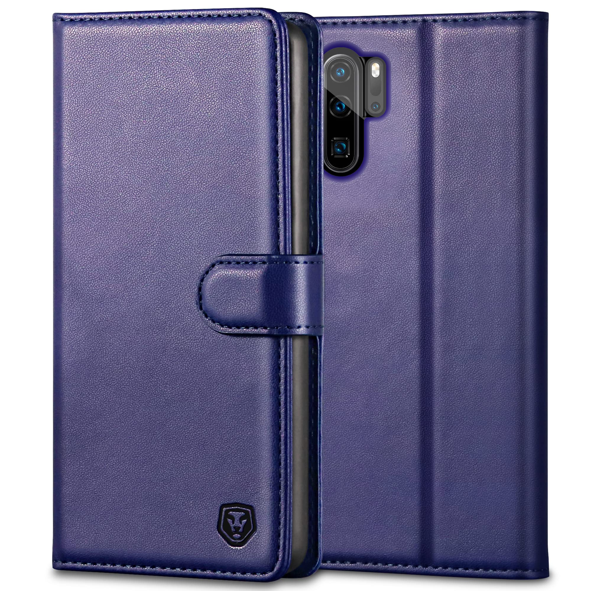 Kuafcase for Huawei P30 Pro Case, Flip Wallet Leather Case with 4 Card Slots Magnetic Closure Kickstand Shockproof Protective Phone Case for Huawei P30 Pro - Blue