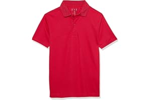 IZOD Boys' School Uniform Short Sleeve Polo Shirt, Button Closure, Moisture Wicking Performance Material