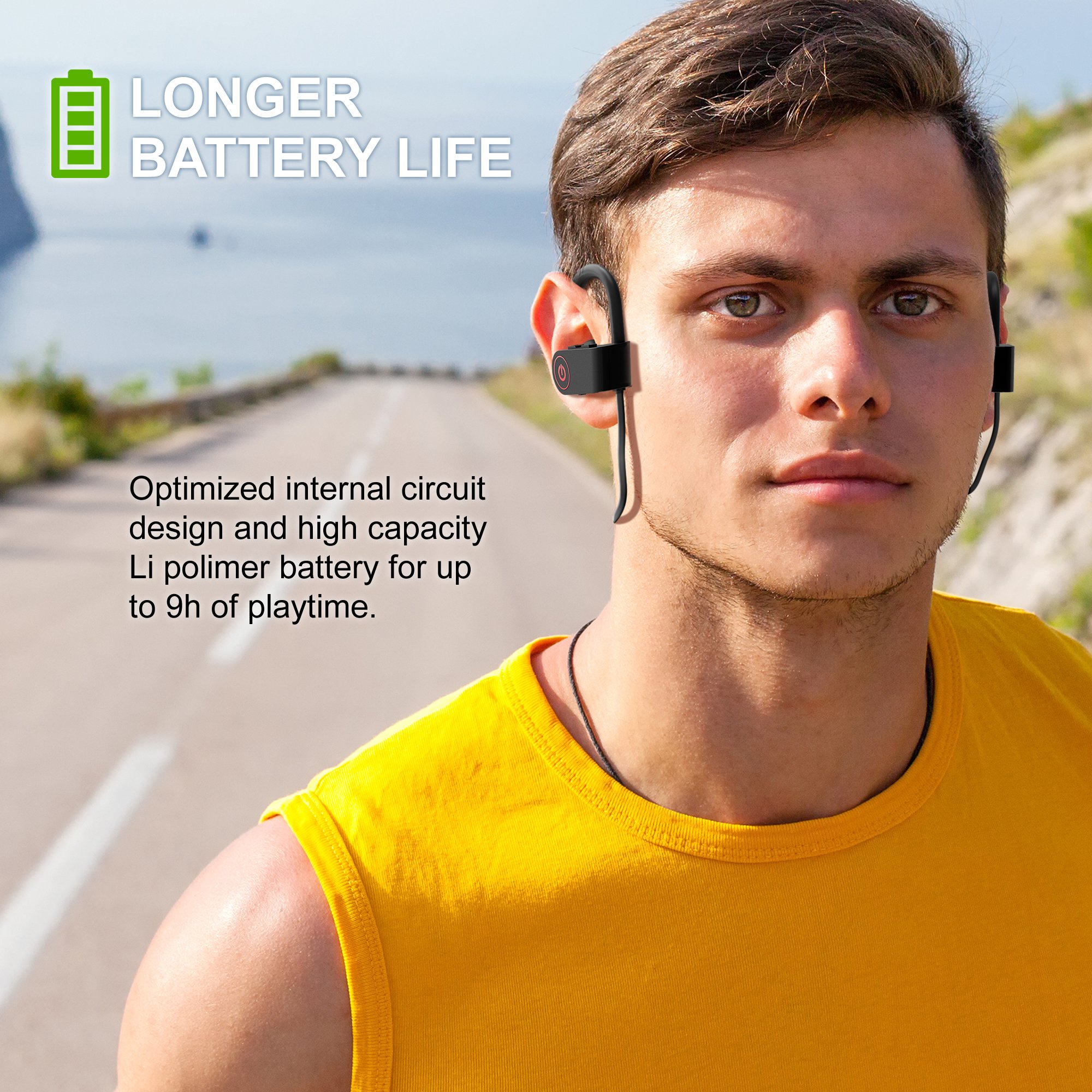 Wireless Headphones | Best Wireless Earbuds |Wireless Workout Earphones | Running Workout Sport Headphones | Sweatproof HD Stereo Earbuds | Noise Cancelling Headset Sports for Women Men Mic 9 Hours