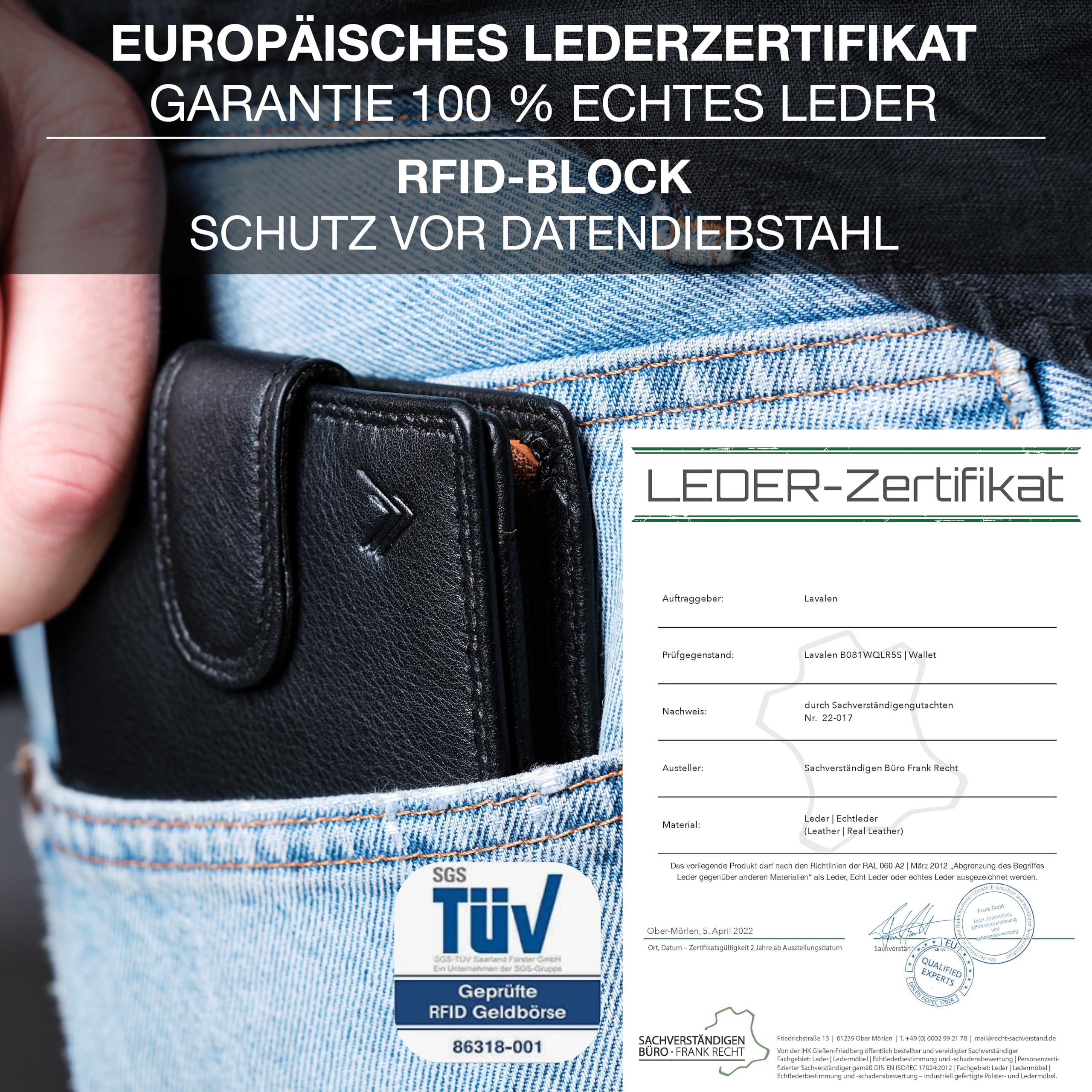 Lavalen Geldbörse Herren Leder mit RFID Schultz - Portmonee Herren mit Münzfach - Wallets for Men - Geldbeutel - Portemonnaie Groß - Brieftasche Männergeschenke - Geschenke für Männer. 7