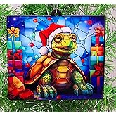Generic Turtle Tortoise Christmas Ornament with Turtle in Santa Hat