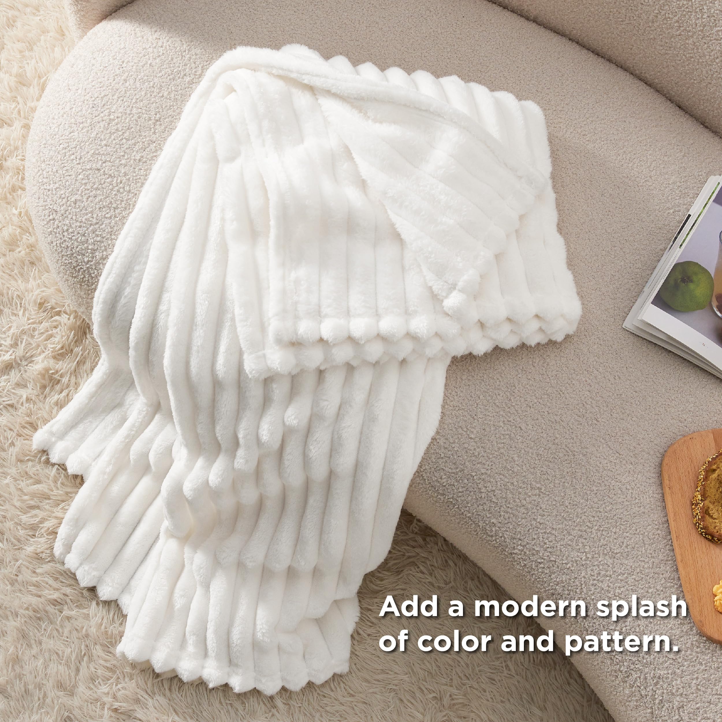 Bedsure GentleSoft Twin Blanket for Bed - Cozy Soft Blankets for Women, Cute Small Fleece Throws for Girls, Graduation Decorations Gift for Her Him School Dorm, Off White, 60x80 Inches
