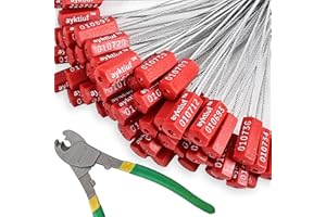 ayktiuf 120 Pieces Security Cable Seals, Metal Number security tags for Truck, Trailers, Cargo, Containers, Vans, Oil Tank, Milk Vehicle (Red, 120 Pack)