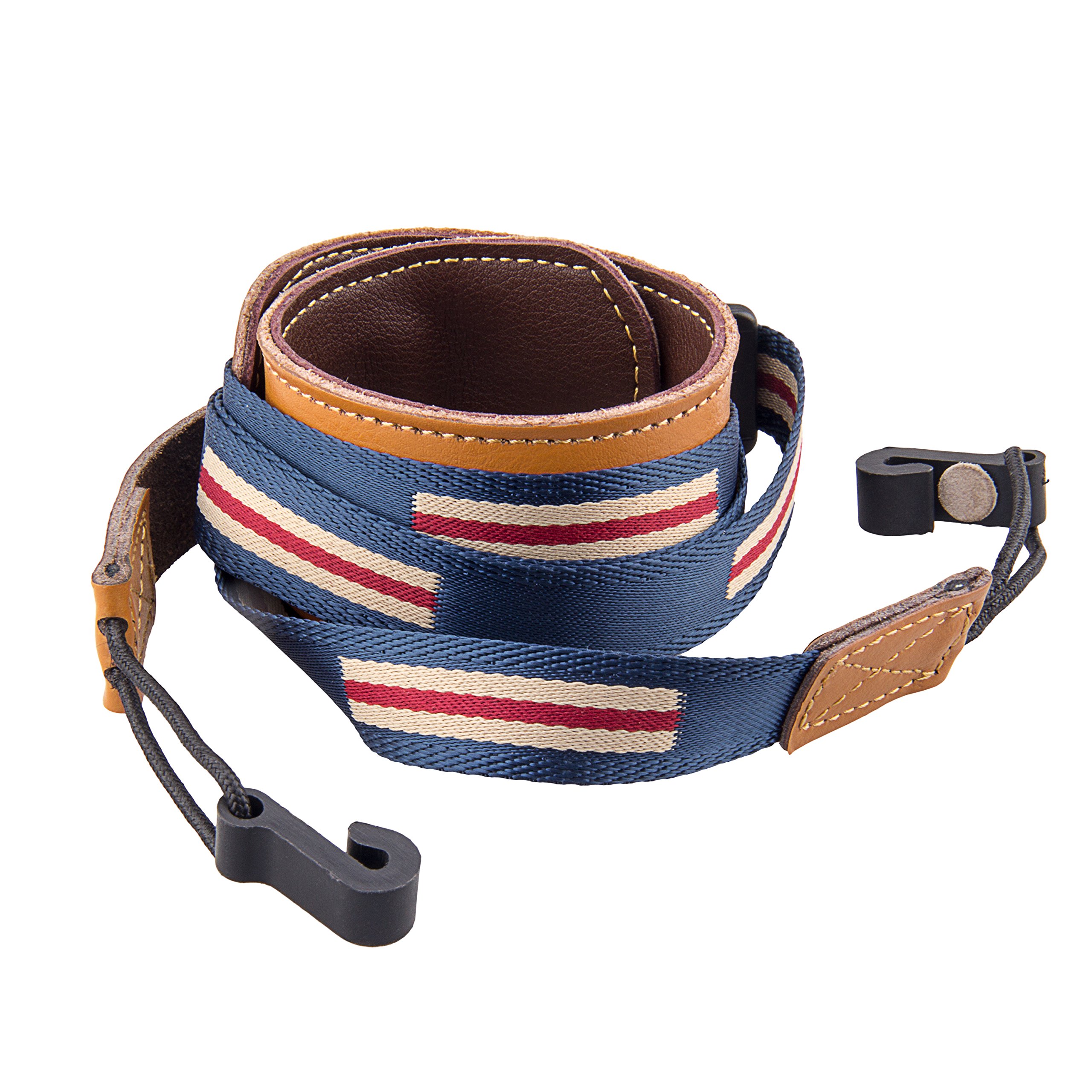 Mugig Correa ajustable cuero para ukelele de hecho a mano,listada denim tejido y cuero suave