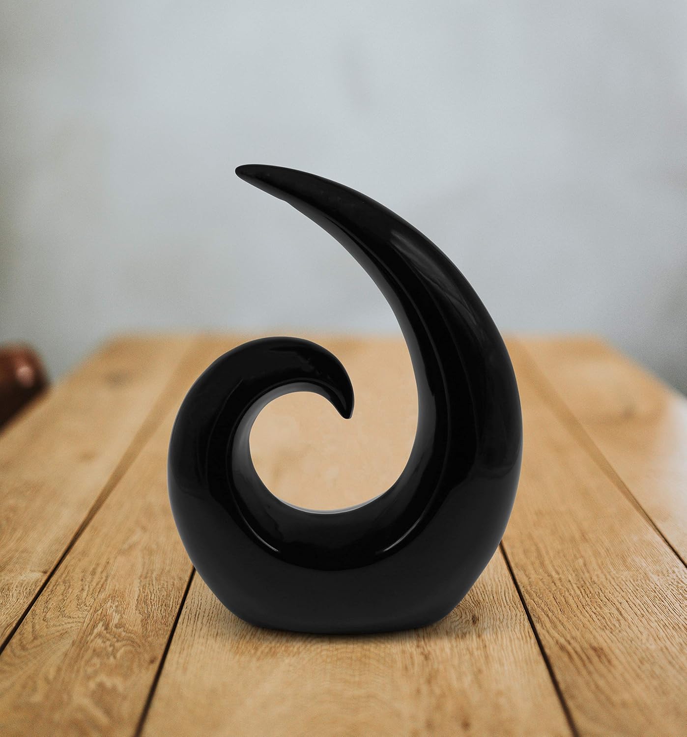 Stylish ceramic sculpture - modern decoration statue in black - decorative spiral 20 cm high - figurine also suitable as a gift - Image 4