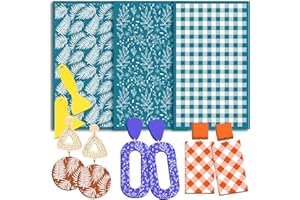 Juome Silk Screen Stencils for Polymer Clay, 3Pcs Reusable Silk Screens Printing Kit with 2Pcs Scrapers, Polymer Clay Tools for Earring Jewelry Making