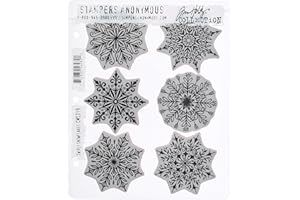 Stampers Anonymous CMS319 Tim Holtz Cling Stamps 7"X8.5"-Swirly Snowflakes