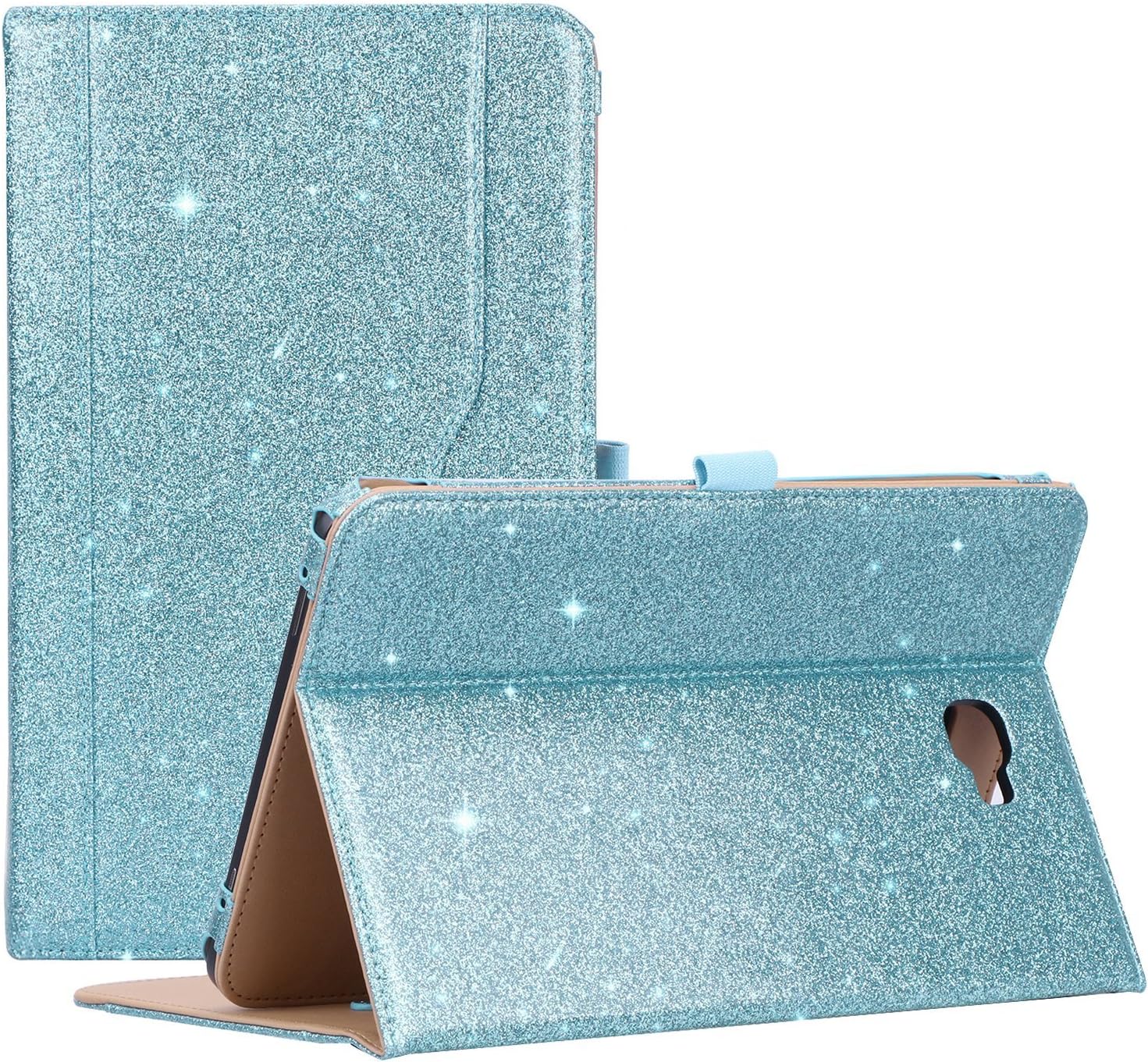 ProCase Galaxy Tab A 10.1 Case 2016 Old Model, Stand Folio Case Cover for Galaxy Tab A 10.1" Tablet SM-T580 T585 T587 (NO S Pen Version) with Multiple Viewing Angles, Card Pocket -Glitterblue