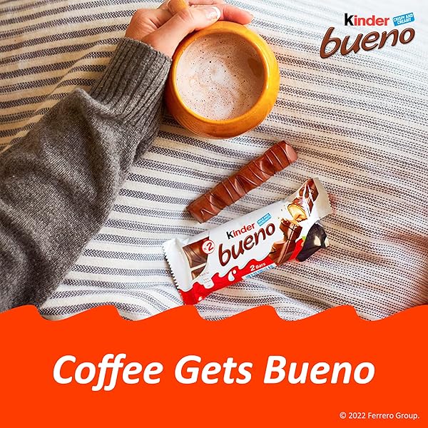 KINDER BUENO MILK CHOCOLATE AND HAZELNUT CREAM, 1 PACK, 10 INDIVIDUALLY WRAPPED CHOCOLATE BARS, 7.5 OZ