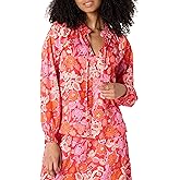 Amazon Essentials Women's Relaxed-Fit Ruffle-Neck Cotton Sateen Long-Sleeve Blouse (Skirt Sold Seperately)