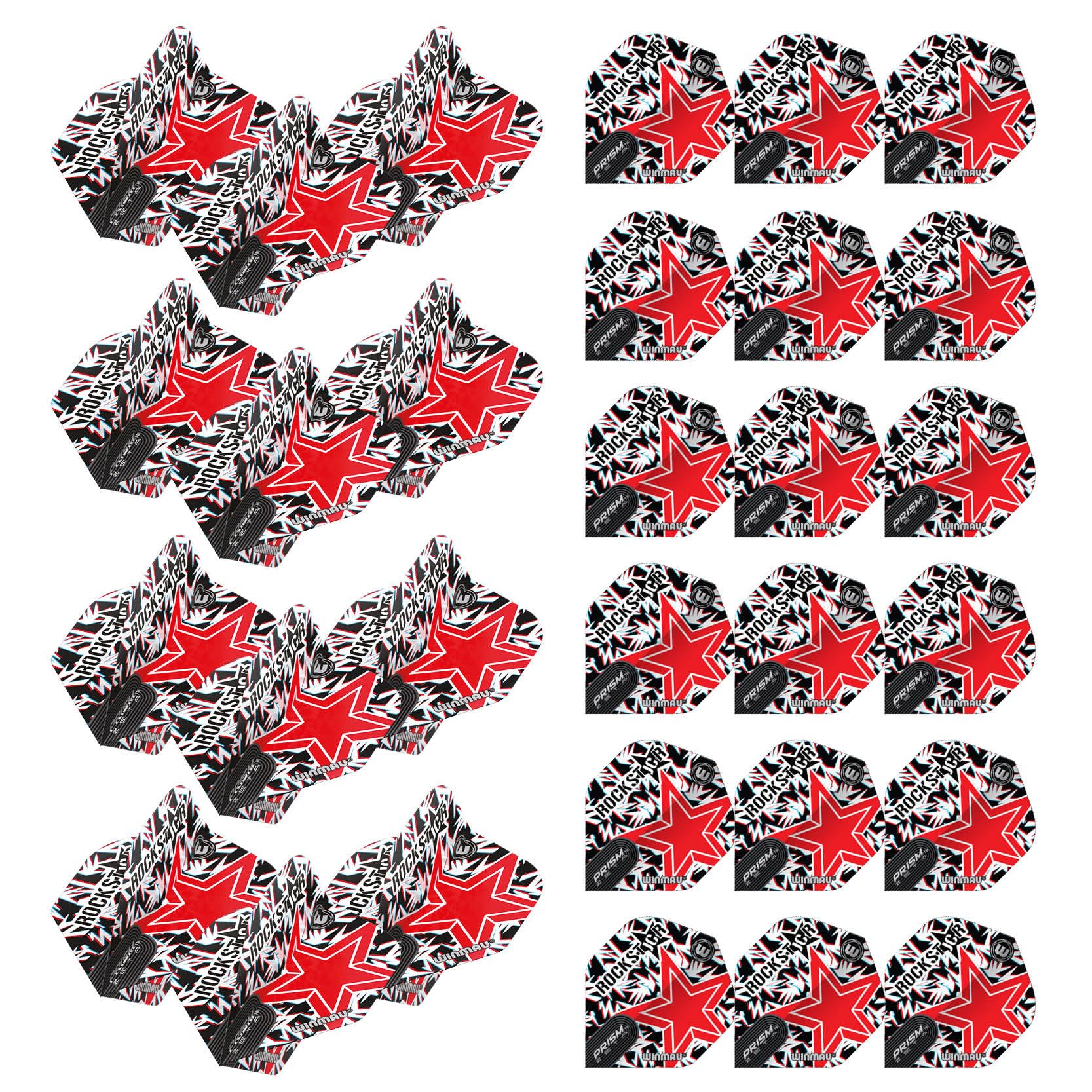 WINMAU Joe Cullen The Rockstar Retro Design Prism Zeta Dart Flights - 10 sets per pack (30 dart flights in total)