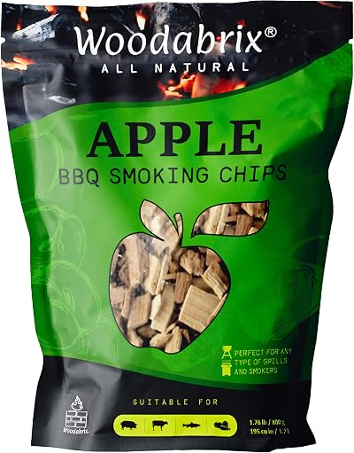 Woodabrix Apple Wood Chips 800g for Charcoal Gas BBQ Smoker 100% Natural