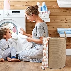 XUANGUO Cotton Rope Laundry Basket Hamper for