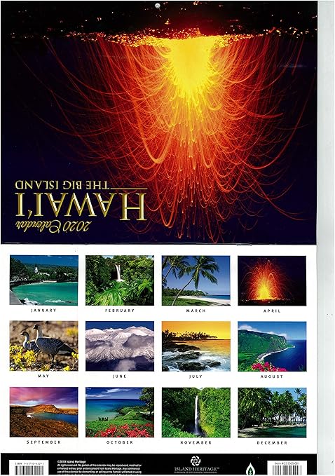 Amazon ハワイ直輸入 Hawaii ハワイ島 カレンダー 年1月 年12月まで１２ヶ月分 ハワイ島風景写真 おまけ付き オリジナルalohaポストカード５枚セット ポストカード 絵柄付はがき 文房具 オフィス用品