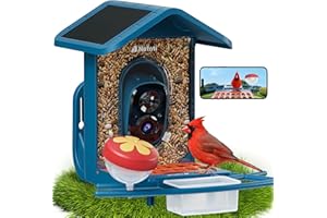 Smart Bird Feeder with Camera, AI Identify Birds, 2.4GHz/5GHz, Solar Powered, Squirrel Proof, Instant Notifications, 2K Live 