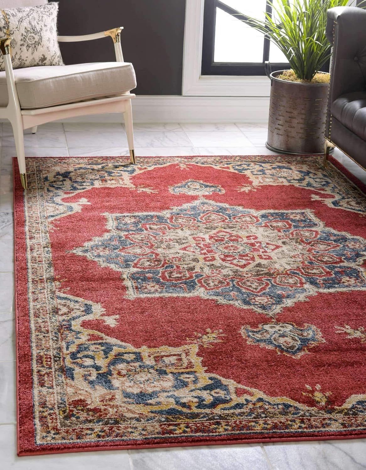 Unique Loom Utopia Collection Traditional Medallion Vintage Warm Tones Burgundy Area Rug (8' 0 x 10' 0)