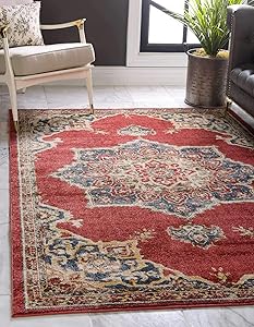 Unique Loom Utopia Collection Traditional Medallion Vintage Warm Tones Burgundy Area Rug (8' 0 x 10' 0)