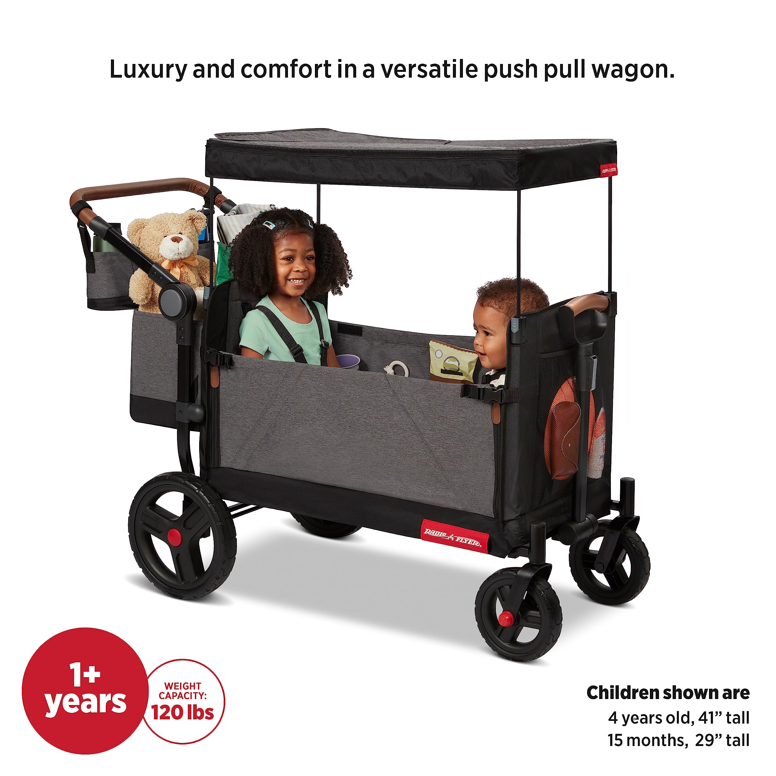 Radio Flyer Atlas Stroll N Wagon, Folding Wagon for 1+ Years - Gray