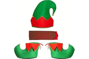 Eternity sky Elf Hat Shoes Covers Socks Felt Set Adults Christmas Costume with Jingle Bells - Xmas Party Gifts Accessories