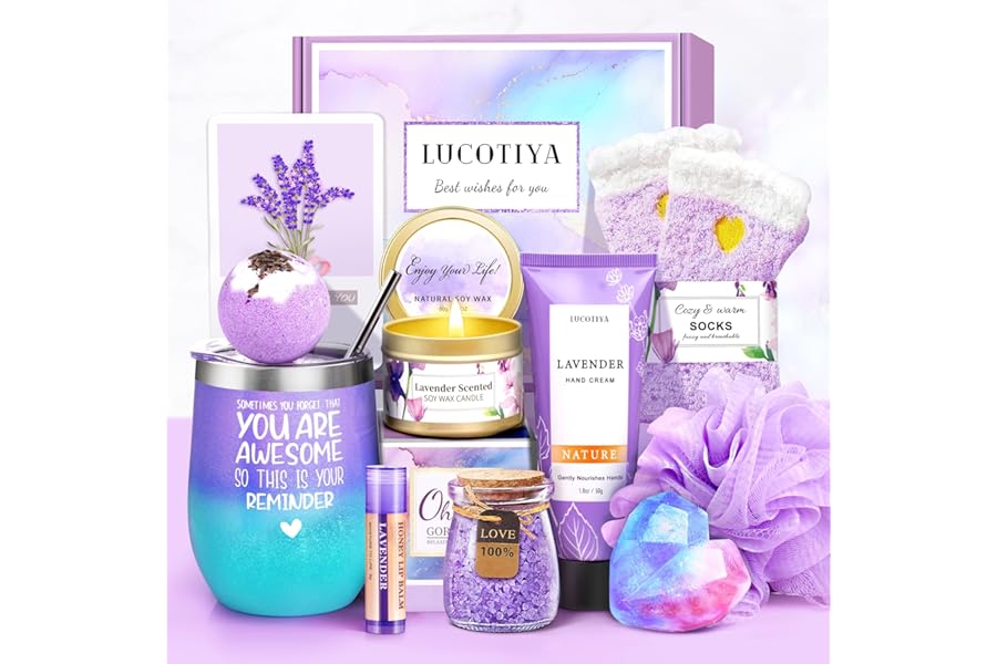 LUCOTIYA Gifts for Women, Mothers Day Gift Basket for Woman Birthday Wine Tumbler Self Care Package for Mom, Bestie, Her, Sis Book
