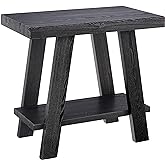 Roundhill Furniture Athens Contemporary Wood Shelf Side Table, Black
